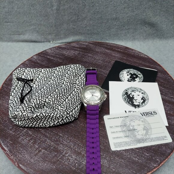 Versus Versace Fashion Tokyo  Purple Silicone Strap Watch Silver Dial - Picture 1 of 10